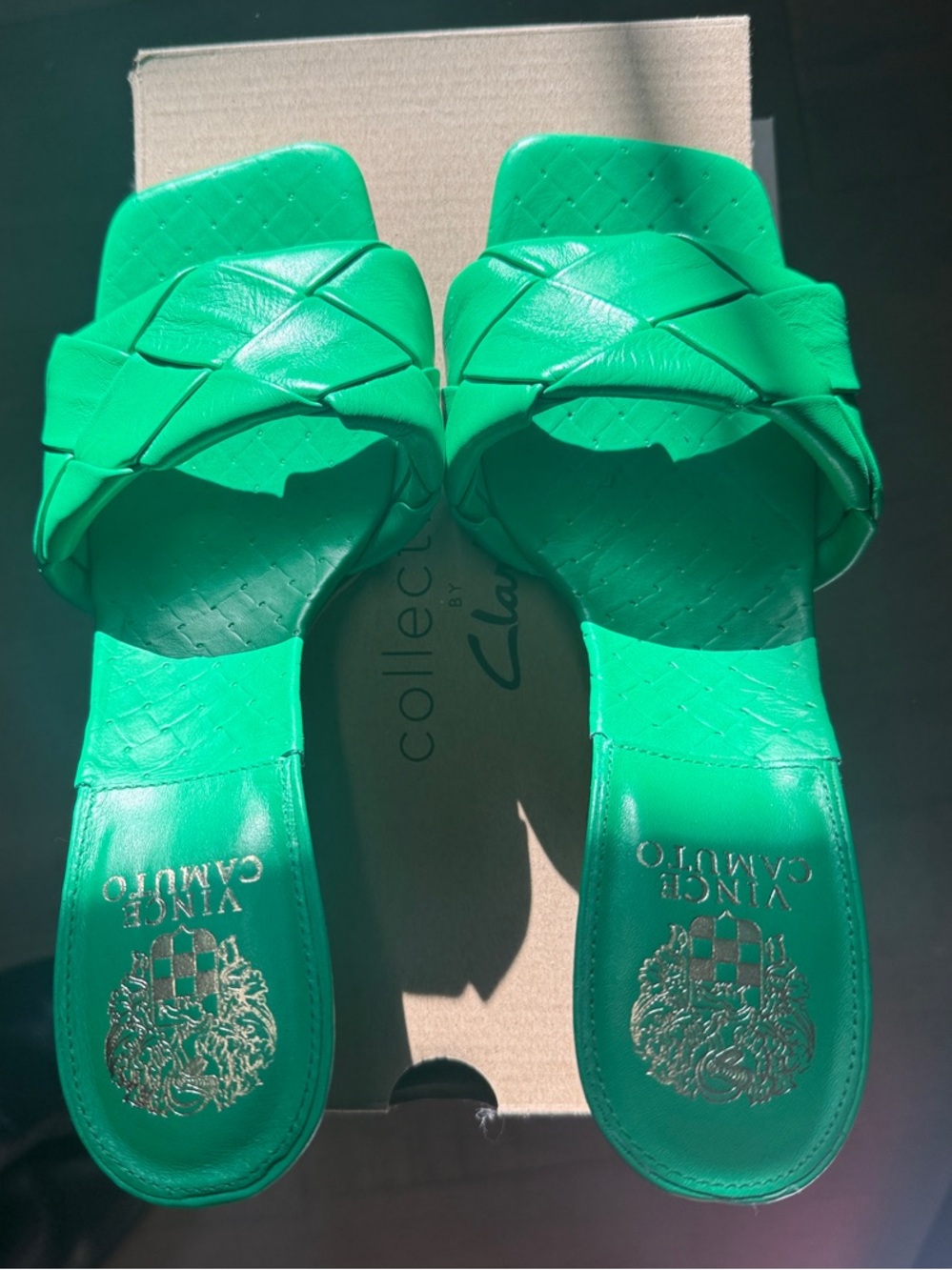 Vince Camuto Emerald Green Braided Slide Sandals